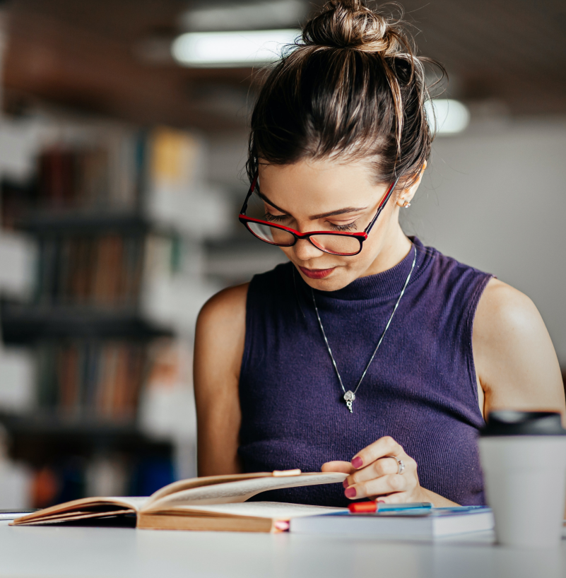 woman reading a book